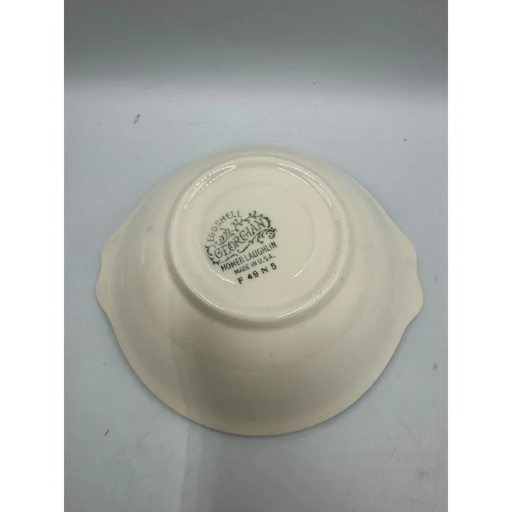 Homer Laughlin Eggshell Georgian Serving Bowl Cream & Gold Scalloped Edge 1930s